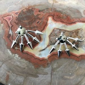 Spike earring studs with faux stone